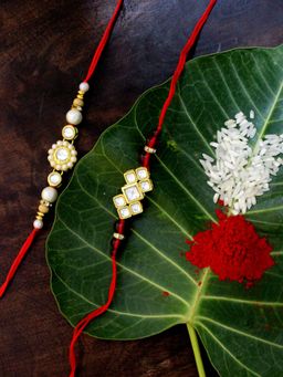 Karatcart - Gold-Plated Kundan Rakhi (Set of 2)