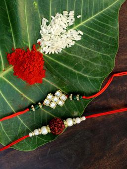 Karatcart - Gold-Plated Kundan Rakhi (Set of 2)
