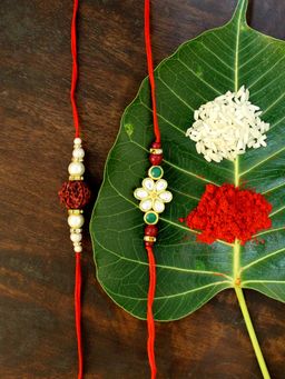 Karatcart - Gold-Plated Kundan Rakhi (Set of 2)