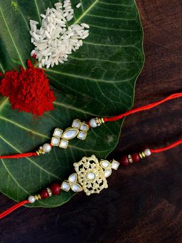 Karatcart - Gold-Plated Kundan Rakhi (Set of 2)
