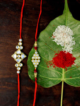 Karatcart - Gold-Plated Kundan Rakhi Set of 2