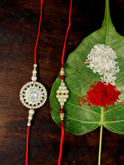 Karatcart - Gold-Plated Kundan Rakhi Set of 2