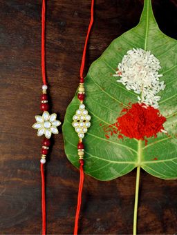 Karatcart - Gold-Plated Kundan Rakhi Set of 2