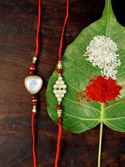 Karatcart - Gold-Plated Kundan Rakhi Set of 2
