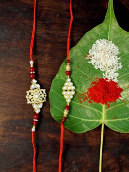 Karatcart - Gold-Plated Kundan Rakhi Set of 2