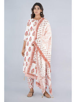 Biba - Pink Cotton Dress Material Suit (Set of 3)