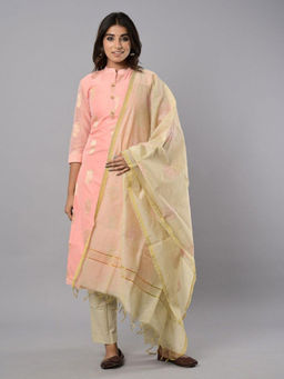 Biba - Pink Unstitched Dress Material Suit (Set of 3)