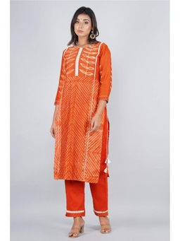 Biba - Orange Cotton Silk Unstitched Dress Material Suit (Set of 3)