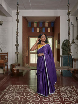 PEELI DORI - Purple Embellished Saree and Unstitched Blouse