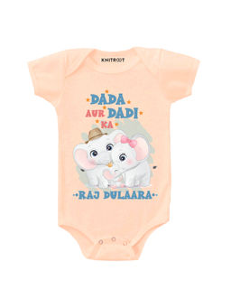 KNITROOT - Peach Dada Aur Dadi Ka Raj Dulaara Print Onesie