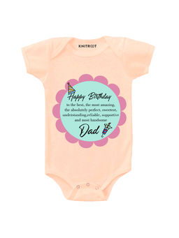 KNITROOT - Peach Happy Birthday Dad Print Onesie