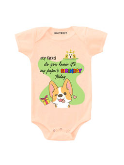 KNITROOT - Peach My Papa's Birthday Today Print Onesie