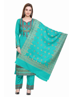 Kidar - Woven Design Unstitched Acrylic Wool Blend Dress Material