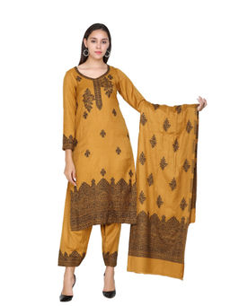 Kidar - Woven Design Unstitched Wool Blend Dress Material (Set of 3)