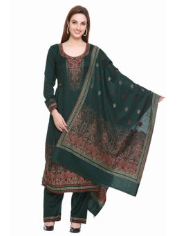 Kidar - Woven Design Unstitched Acrylic Wool Blend Dress Material