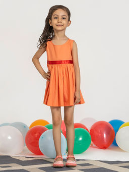 Akiso - Girls Peach Solid Frock