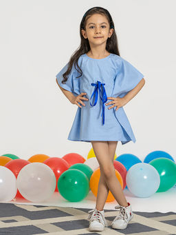 Akiso - Girls Blue Solid Frock