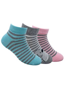 Mint & Oak - Stripe & Shine Cotton Ankle Length Socks For Kids (Pack Of 3)