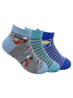 Mint & Oak - Up In The Sky Cotton Ankle Length Socks For Kids (Pack Of 3)