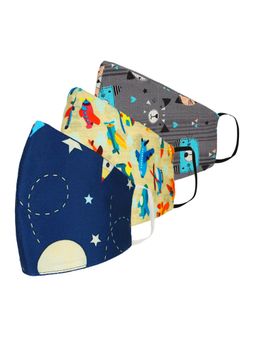 Tossido - 2-7 Yrs. Kids 3 Ply Premium Cotton Printed Masks Pack of 3 - Multi-Color