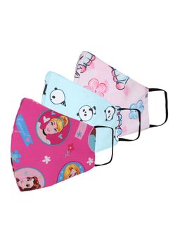 Tossido - 2-7 Yrs. Kids 3 Ply Premium Cotton Printed Masks Pack of 3 - Multi-Color