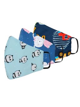 Tossido - 2-7 Yrs. Kids 3 Ply Premium Cotton Printed Masks Pack of 3 - Multi-Color