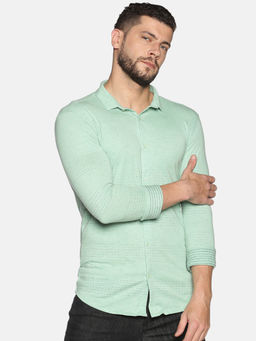 SHOWOFFFF - Cotton Green Self Design Slim Fit Shirt