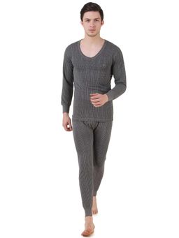 HAP - Dark Grey Kings Quilted Thermal V-Neck Top & Trouser (Set of 2)