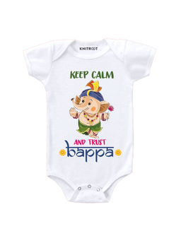 KNITROOT - Trust Bappa Printed White Onesie