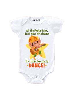 KNITROOT - It's Time For Dance Printed White Onesie