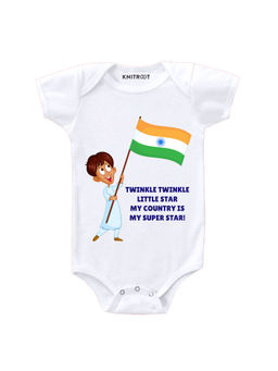 KNITROOT - Twinkle Twinkle Printed White Onesie