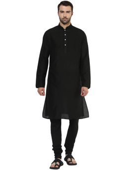 KISAH - Men Black Cotton Kurta