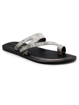 KANVAS - Grey Block Print Strap Flipflops