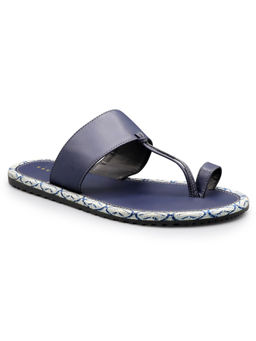 KANVAS - Blue Dabu Print Kolhapuri Flipflops