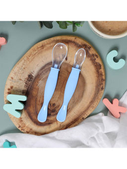 Kicks and Crawl - Baby Blue soft Silicone Spoon - 2 pack