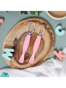 Kicks and Crawl - Baby Pink Soft Silicone Spoon - 2 pack