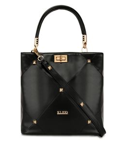 KLEIO - Gold Studded Top Handle Handbag For Women (HO9026KL-BL)(BLACK)