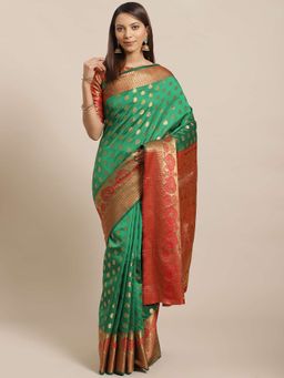 Sareemall - Green Handloom Saree Unstitched Blouse