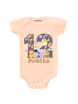 KNITROOT - Peach 12 Month Print Onesie