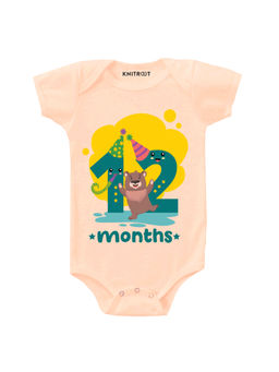 KNITROOT - Peach 12 Month Print Onesie