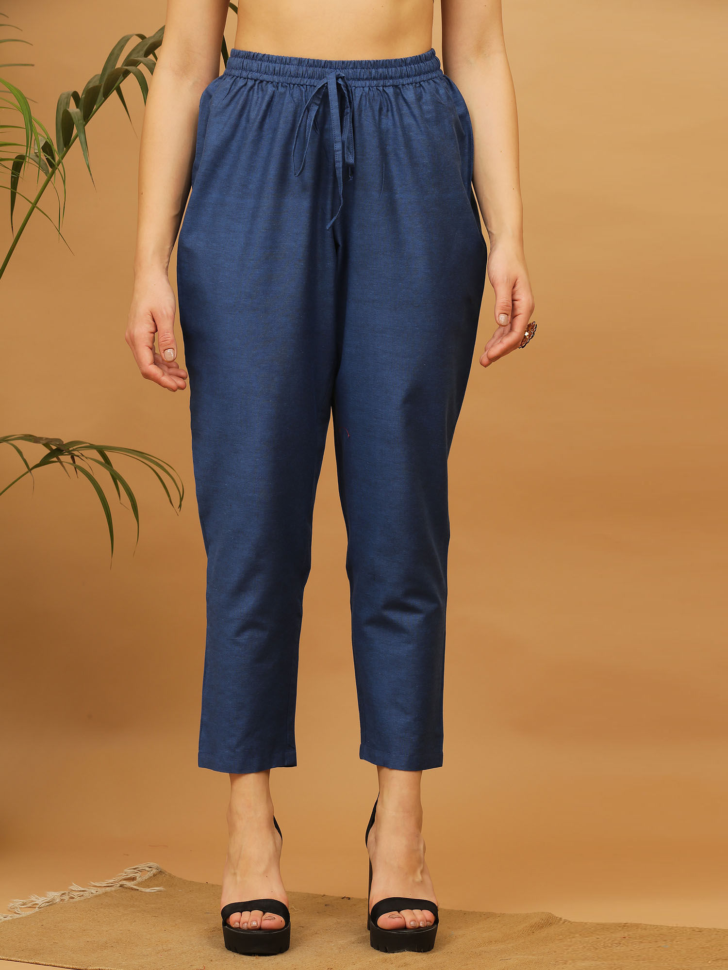 kaanchie nanggia Blue Solid Cotton Pants-picture-42