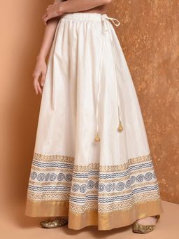 Kaanchie Nanggia - Off White Printed Skirt (Free Size)