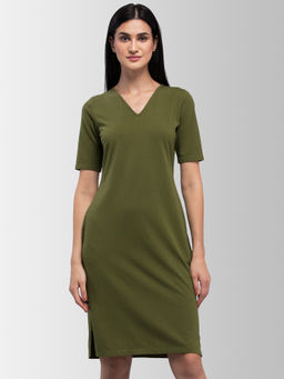 FABLE STREET - Green Solid Dress