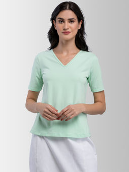 FABLE STREET - Green Solid T-Shirt