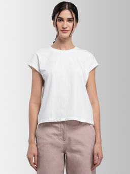 FABLE STREET - White Solid T-Shirt