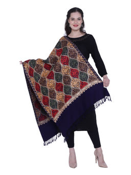 SWI STYLISH - Navy Blue Aari Embroidery Kashmiri Stole