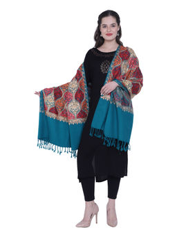 SWI STYLISH - Green Aari Embroidery Kashmiri Stole
