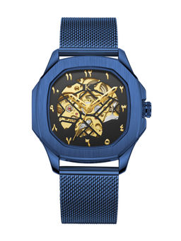 KREDO - Men OTUS MALIK Blue Gold Automatic Skeleton Analogue Watch-KW078