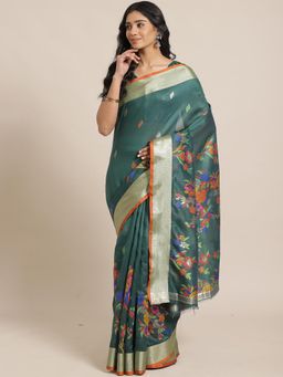 Sareemall - Green Festive Pure Jamdani Silk Woven Saree With Unstitched Blouse