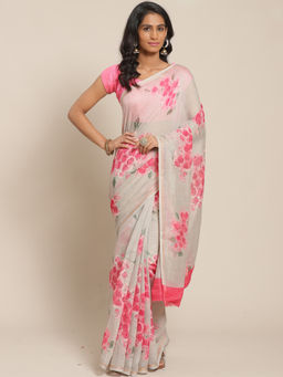 Sareemall - Grey Floral Printed Saree